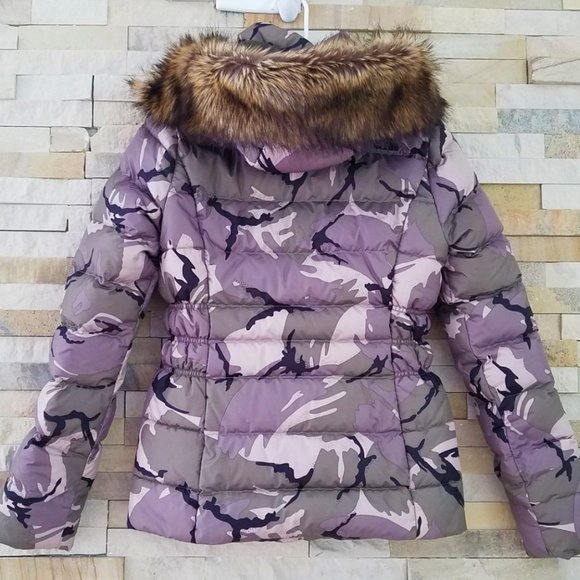 Fur Camo Puffer Jacket Womens Bubble Jacket Purple Camo Jacket